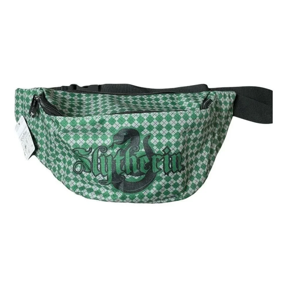 Harry‎ Potter Slytherin Fanny Pack Mens Waist Bag Green Checkered Logo Belt Bag